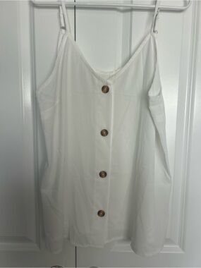 NEVER WORN White Button-Front Spaghetti Strap Tank